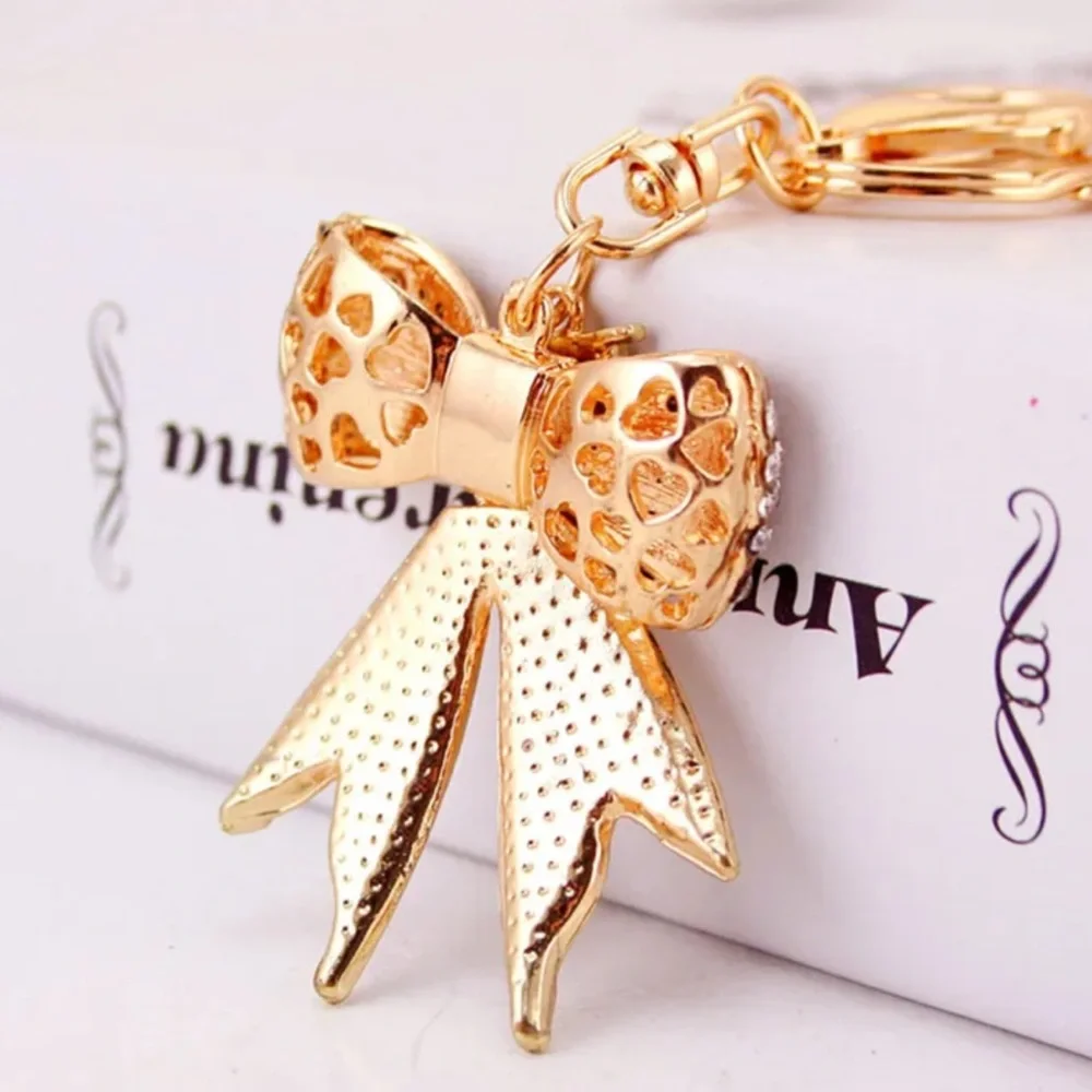 NWT Crystal Embellished Bow Keychain Purse Bag Charm - Picture 2 of 6